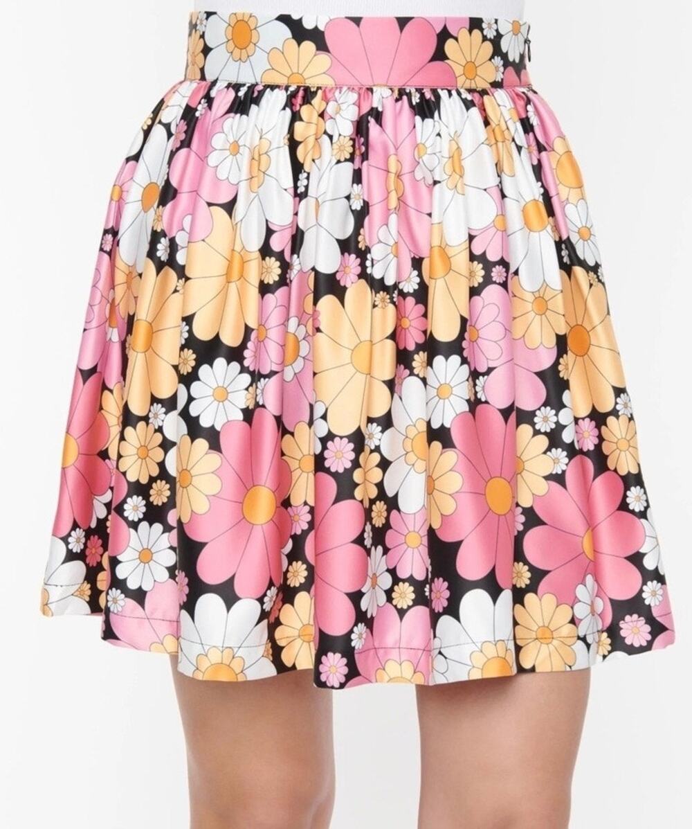 Smak Parlour Unique Vintage 1960’s Retro Floral Mini Skirt L NWOT